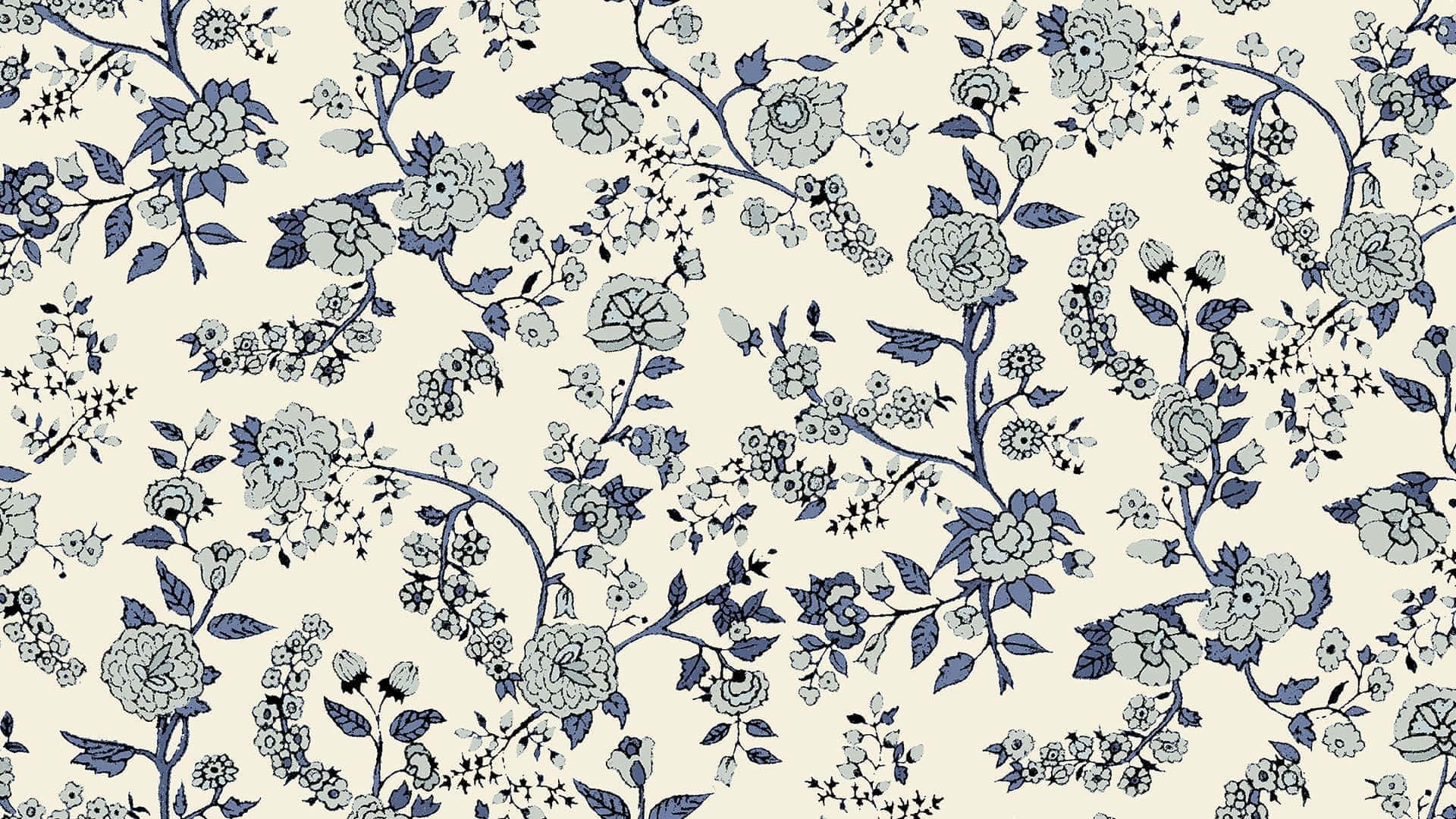 Blue Floral Pattern Background Wallpaper