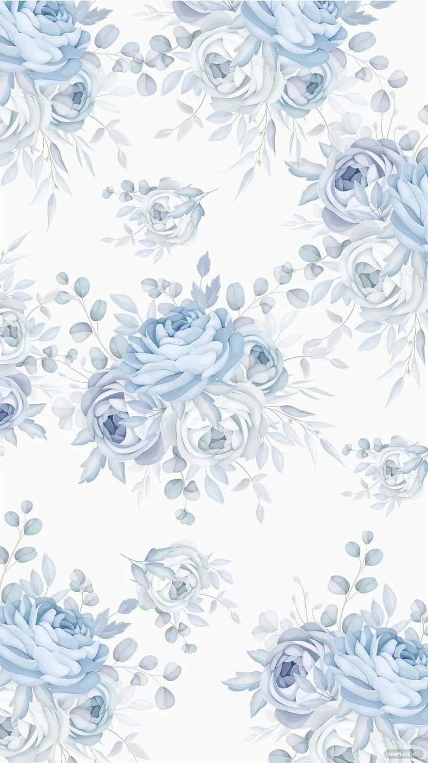 Blue Floral Pattern Background Wallpaper