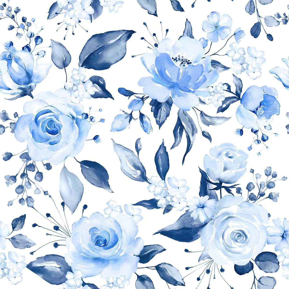 Blue Floral Pattern Design Wallpaper