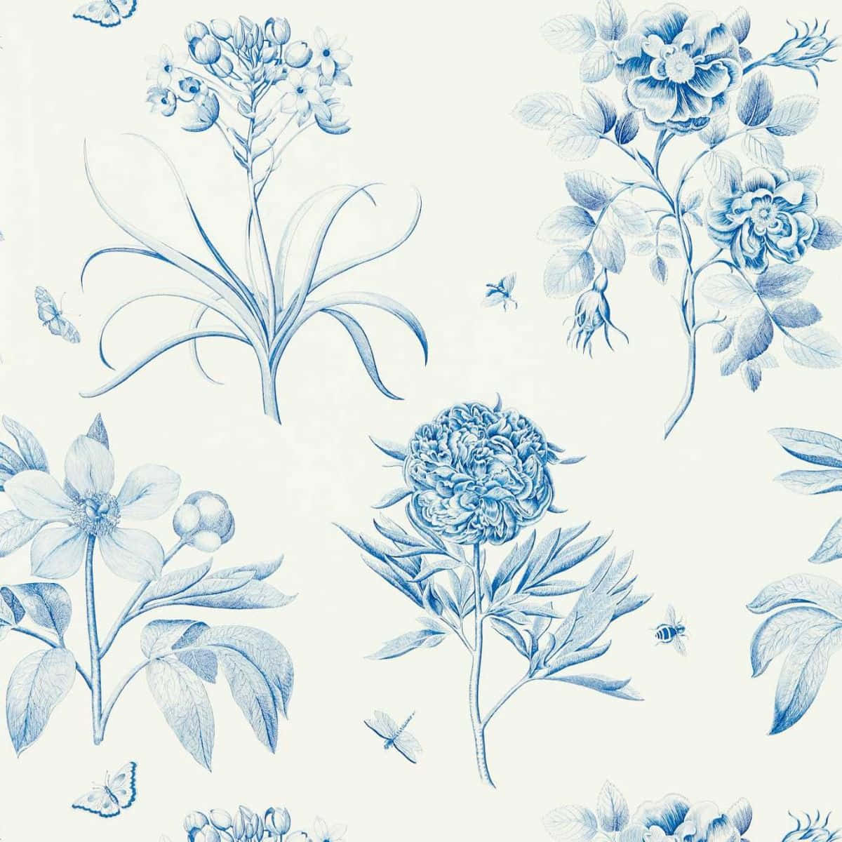 Blue Floral Pattern Design Wallpaper