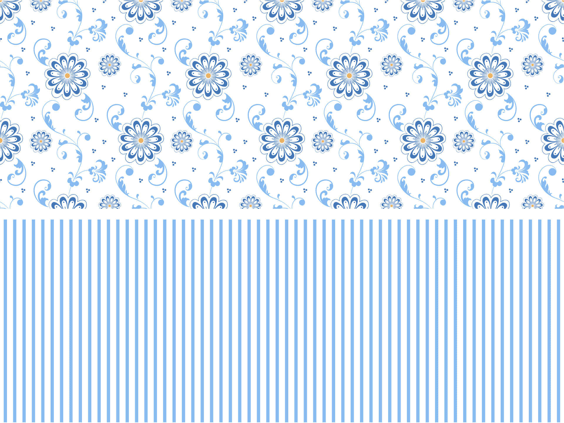 Blue Floral Striped Pattern Wallpaper