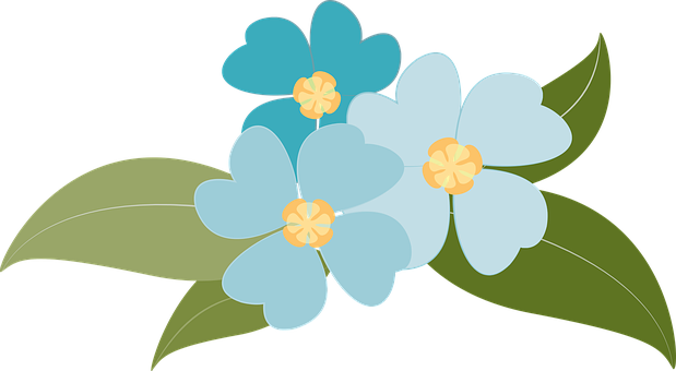 Blue Floral Vector Illustration PNG