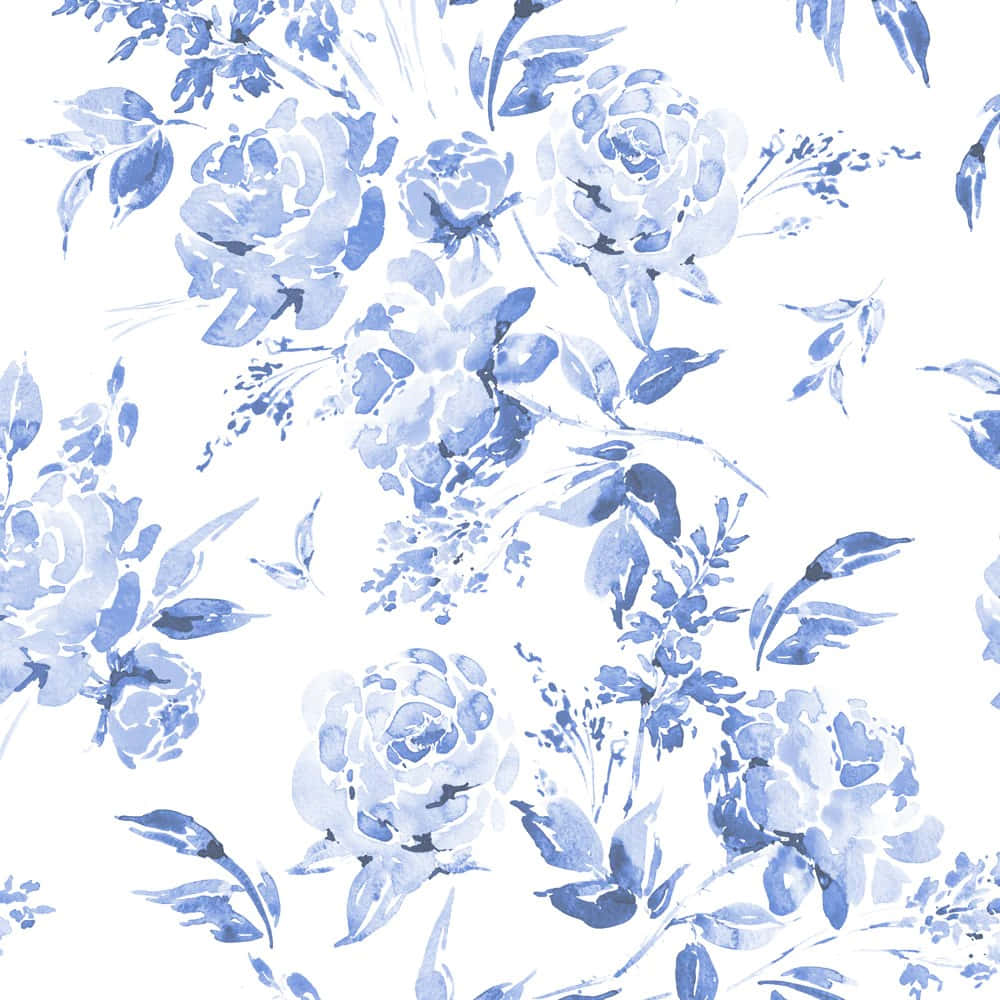 Blue Floral Watercolor Pattern Wallpaper