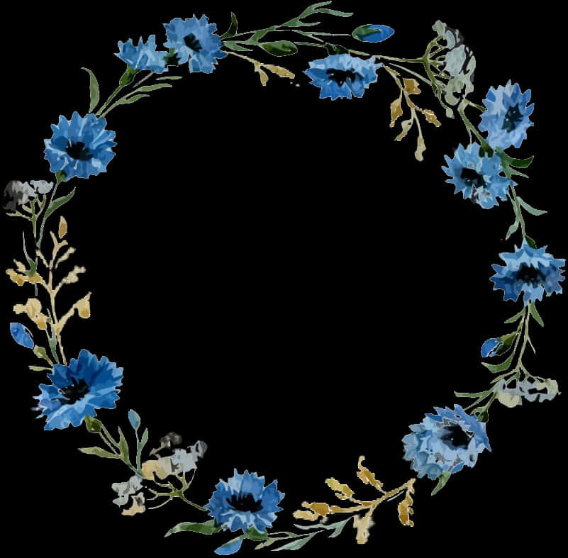 Blue_ Floral_ Wreath_ Graphic PNG