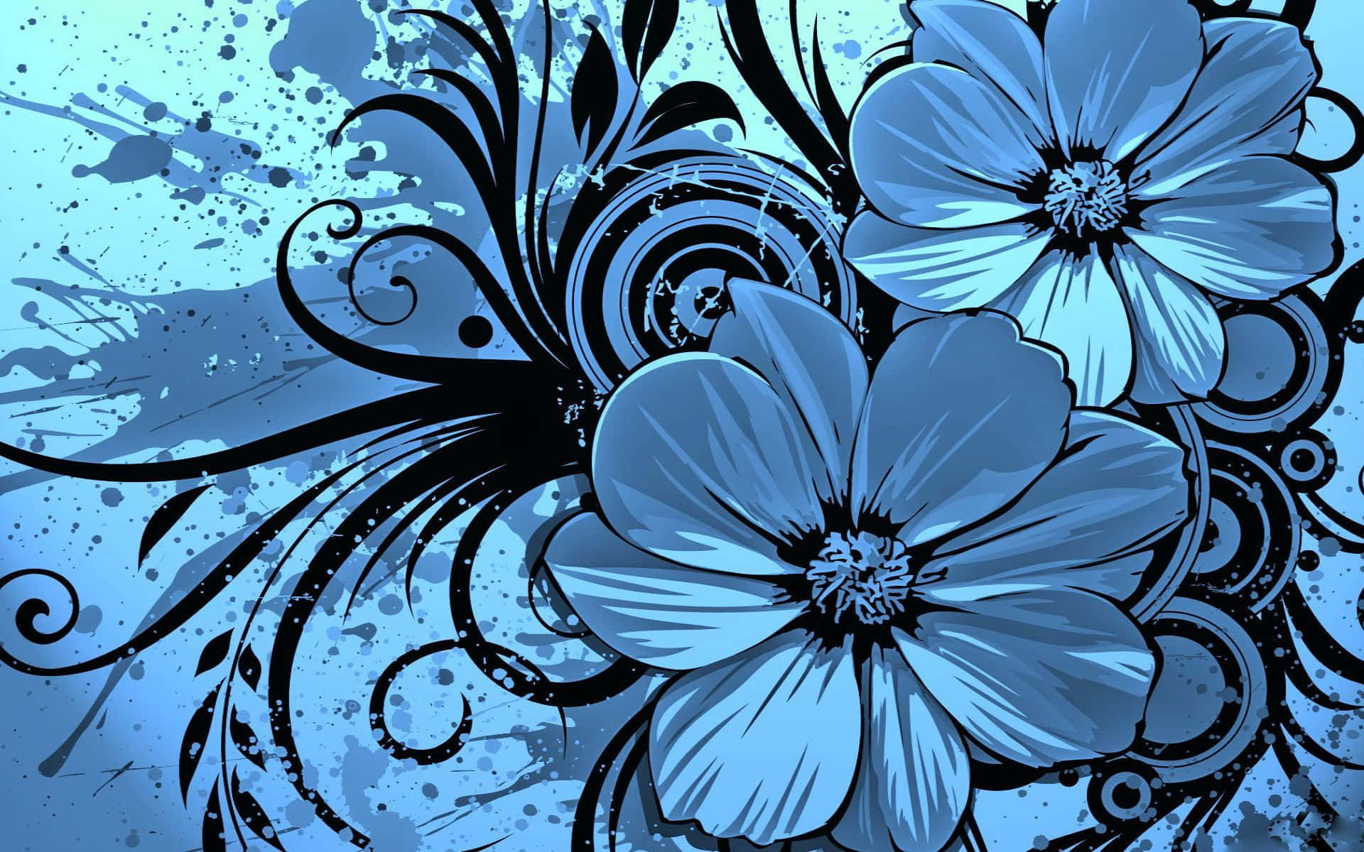 Download Dark Blue Flowers Background Vector Art 