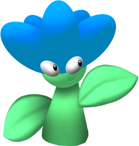 Blue Flower Creature Illustration PNG
