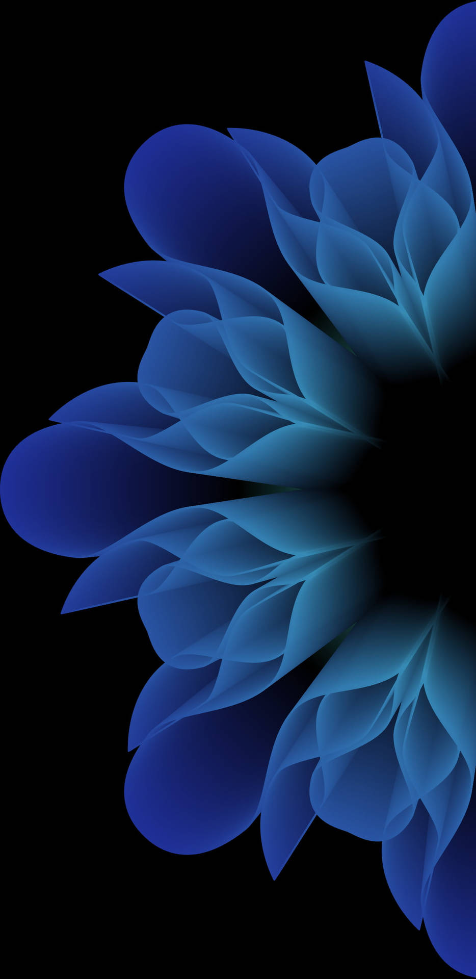 Blue Flower Waves 2K Amoled Wallpaper