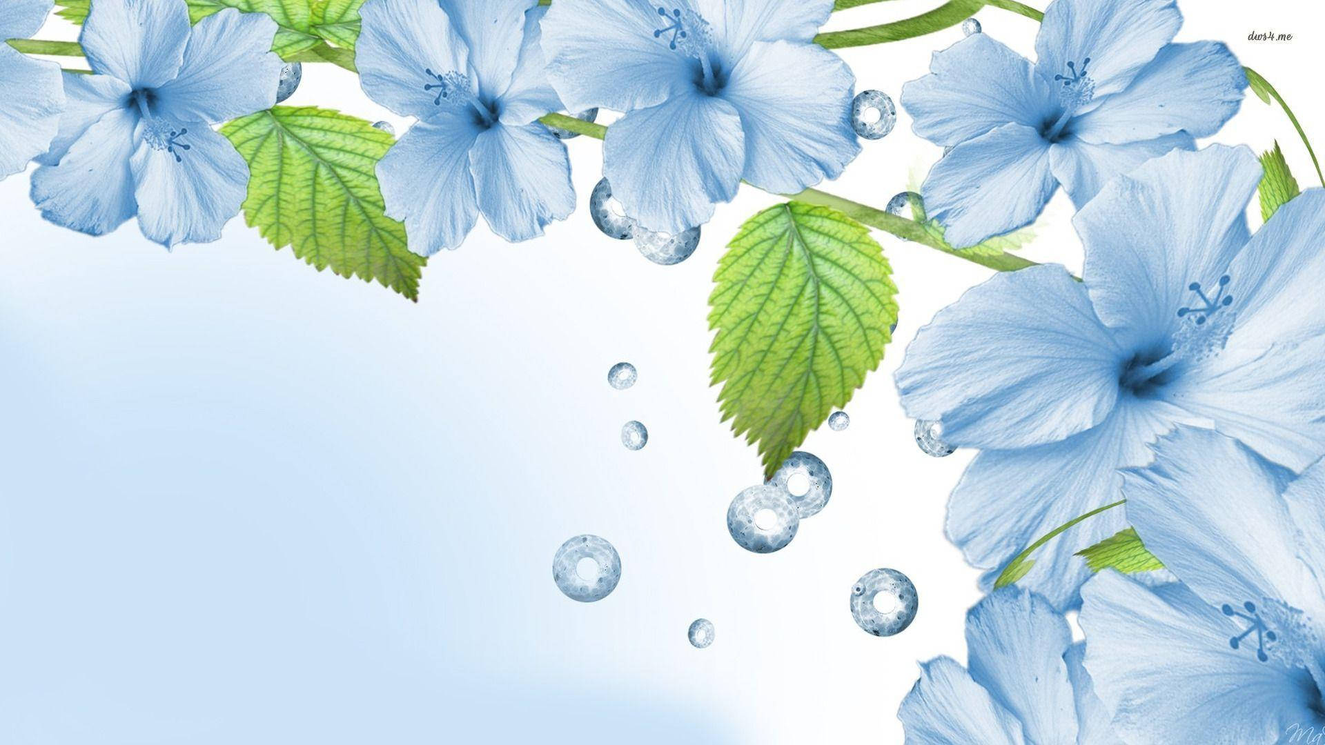 Blue Flower With Droplets Wallpaper