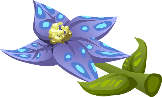Blue Flowered Plant Illustration PNG