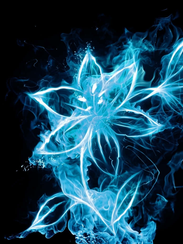 Glowing Blue Flowers Aesthetic Wallpaper