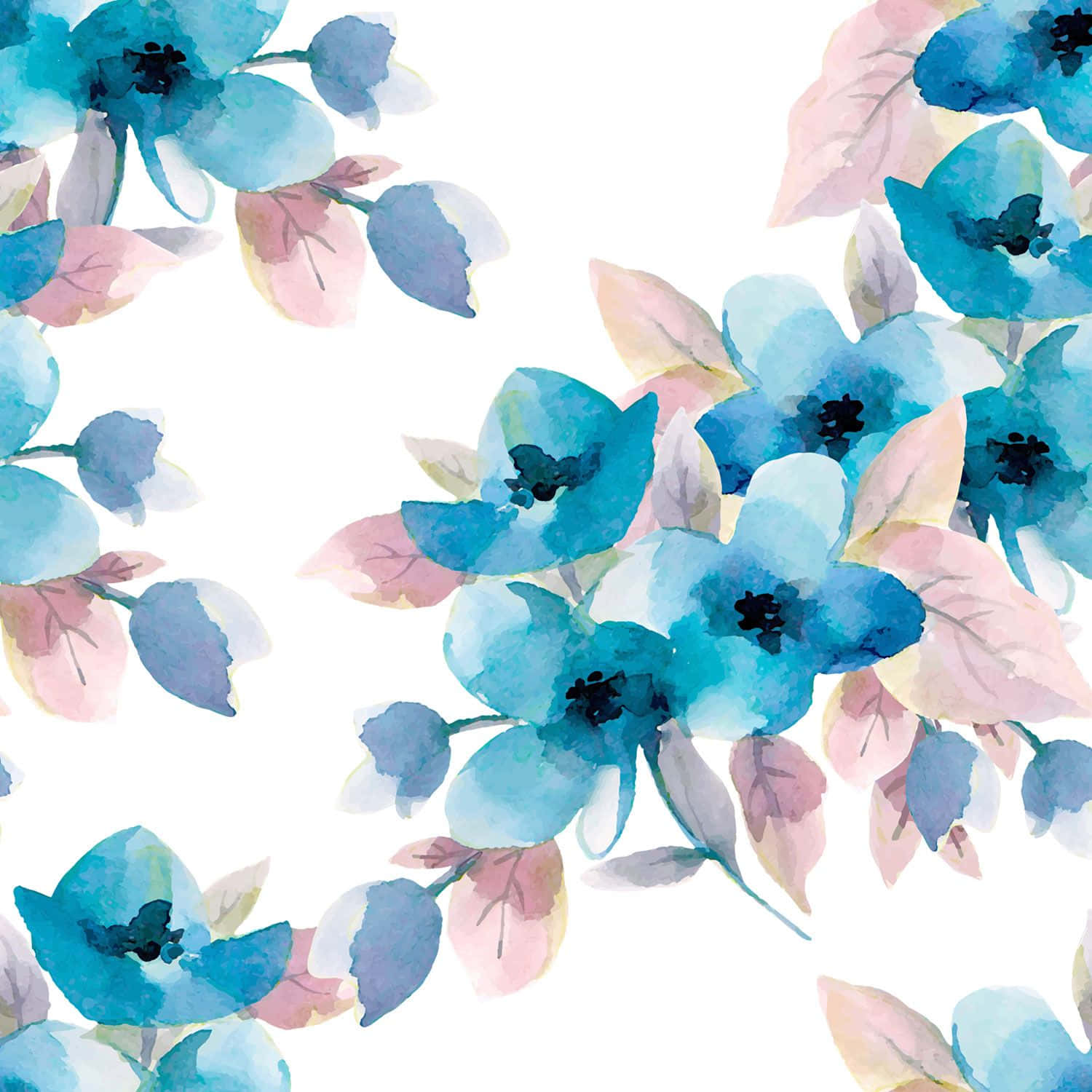Patrónestético De Flores Azules Fondo de pantalla