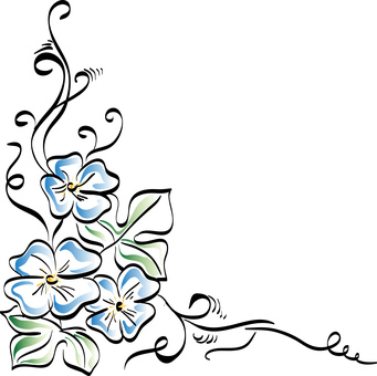 Blue Flowers Black Background PNG