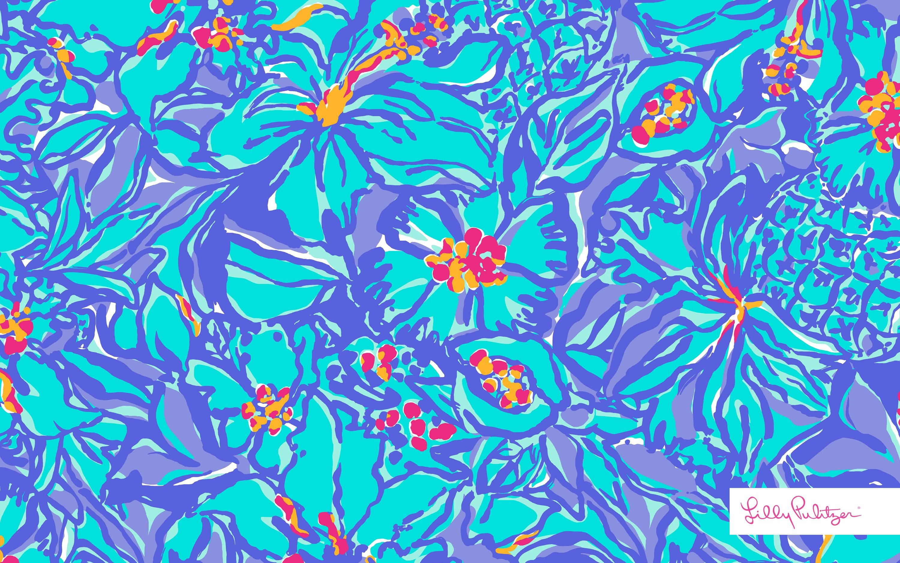 Blue Flowers Lilly Pulitzer Desktop Wallpaper