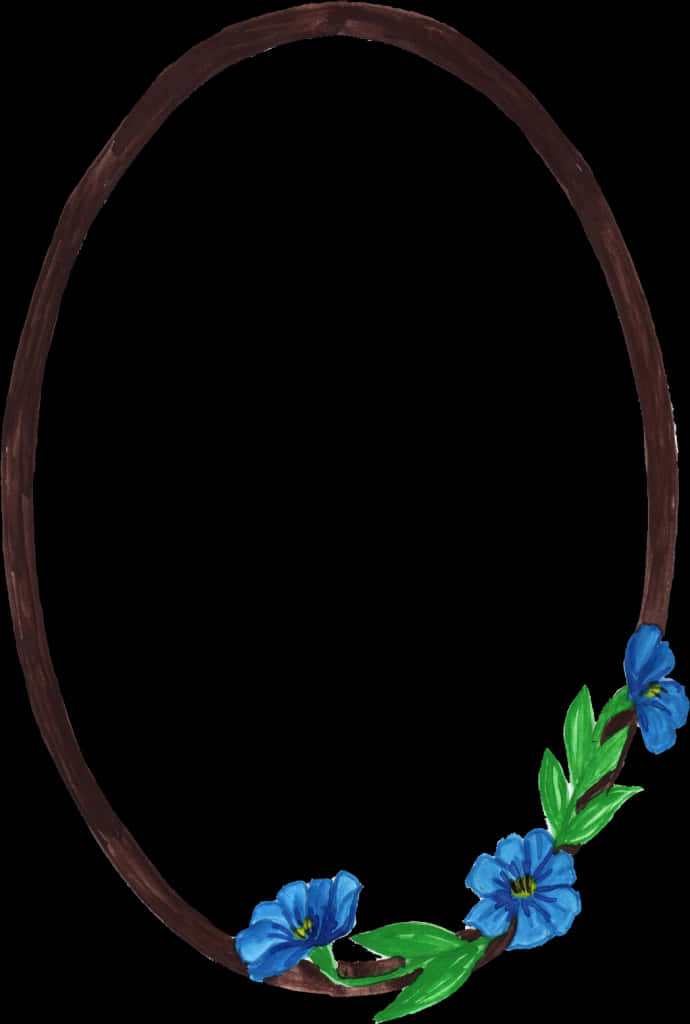 Blue Flowers Oval Frame PNG