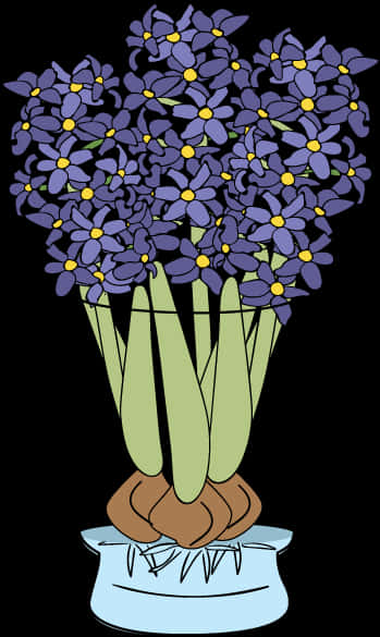 Blue Flowersin Pot Illustration PNG