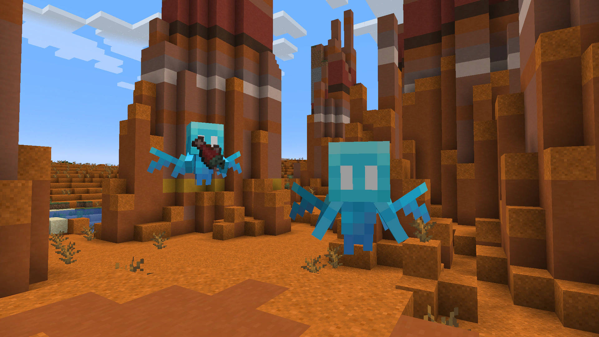 Blue Flying Creatures Minecraft Hd Wallpaper