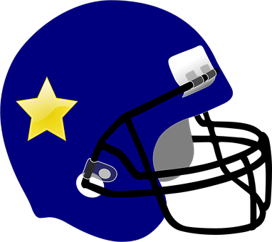 Blue Football Helmetwith Star PNG