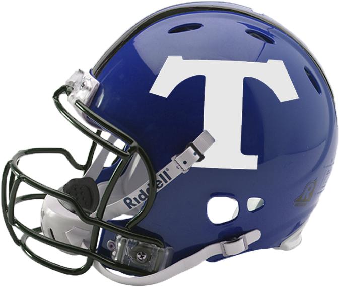 Blue Football Helmetwith White Letter T PNG
