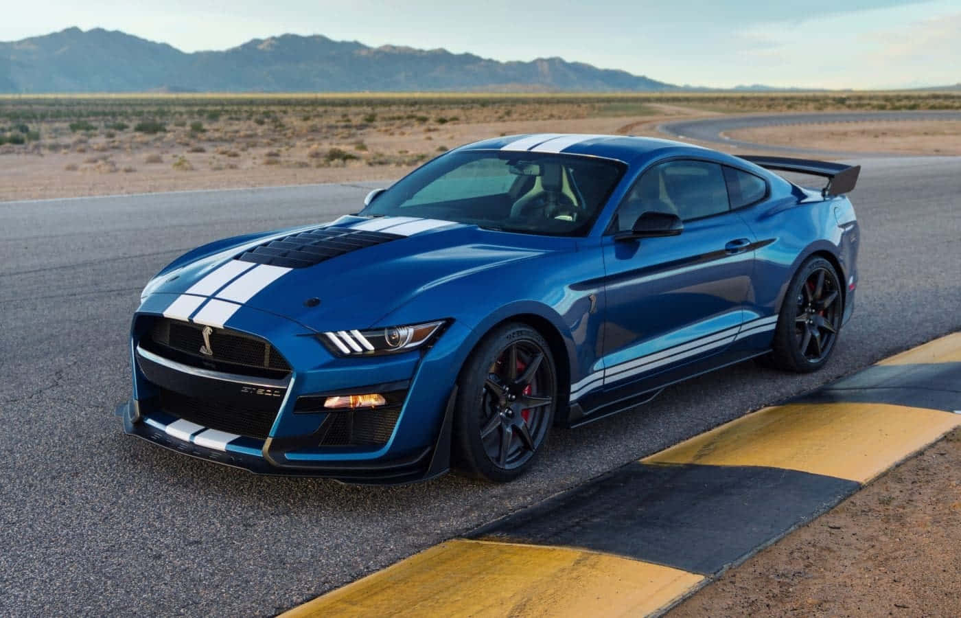 Blue Ford Mustang Shelby G T500 On Track Wallpaper