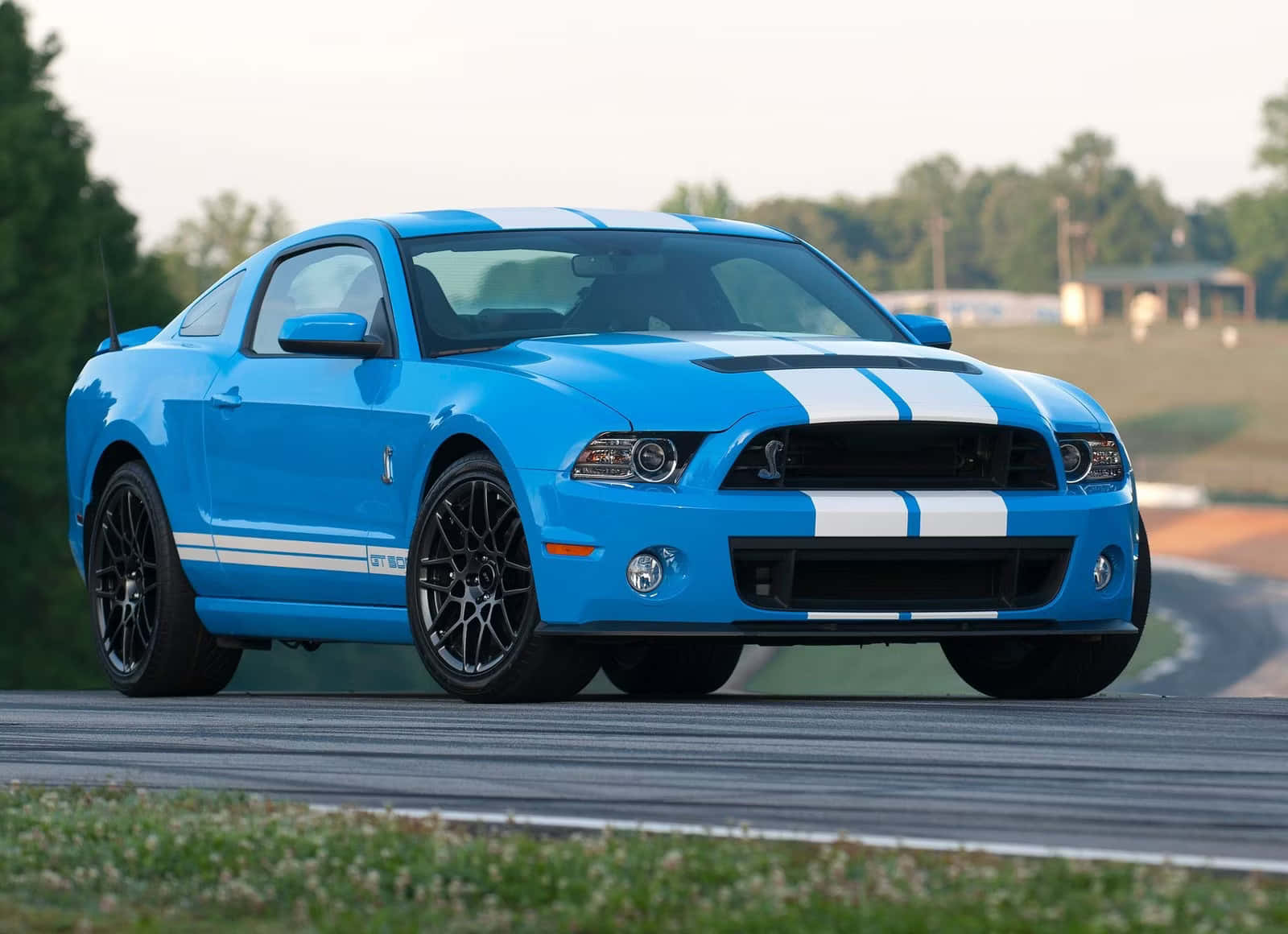 Blue Ford Mustang Shelby G T500 On Track Wallpaper