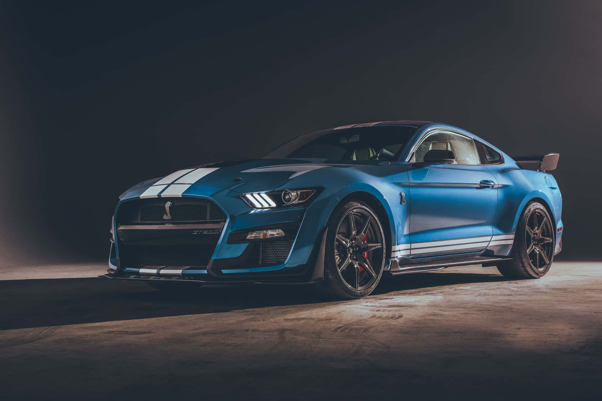 Blue Ford Mustang Shelby G T500 Studio Wallpaper