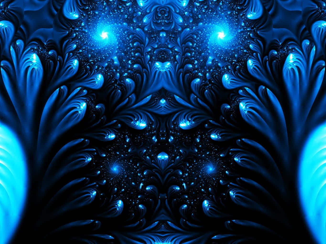 Blue Fractal Floral Abyss Wallpaper