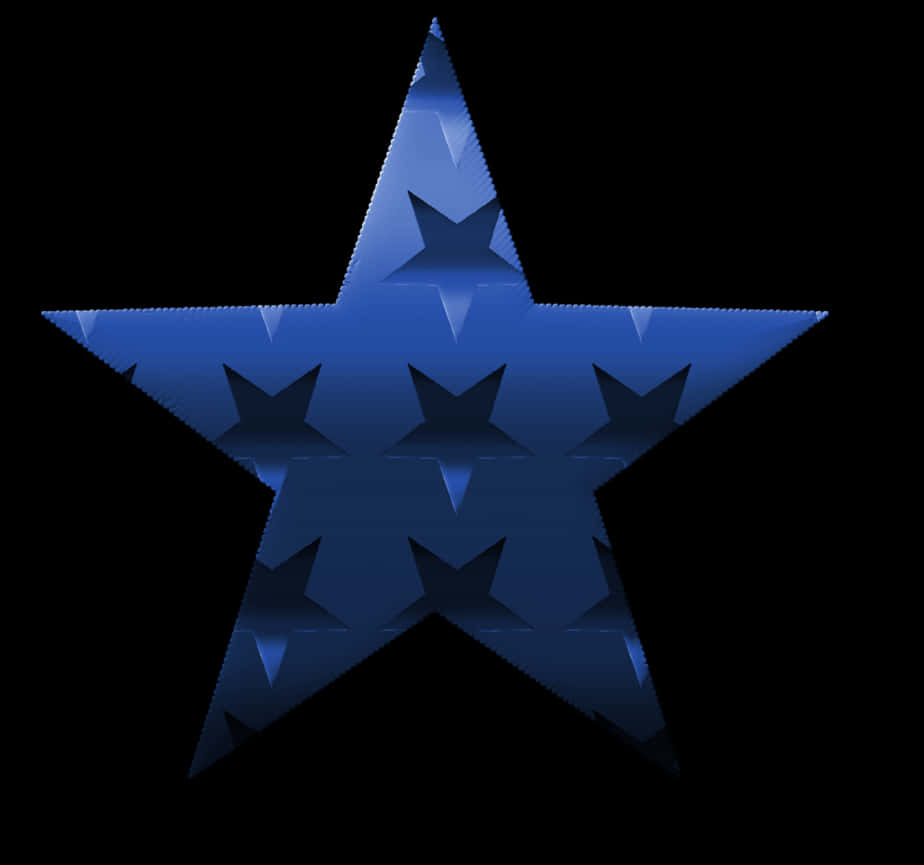 Blue Fractal Star Pattern PNG