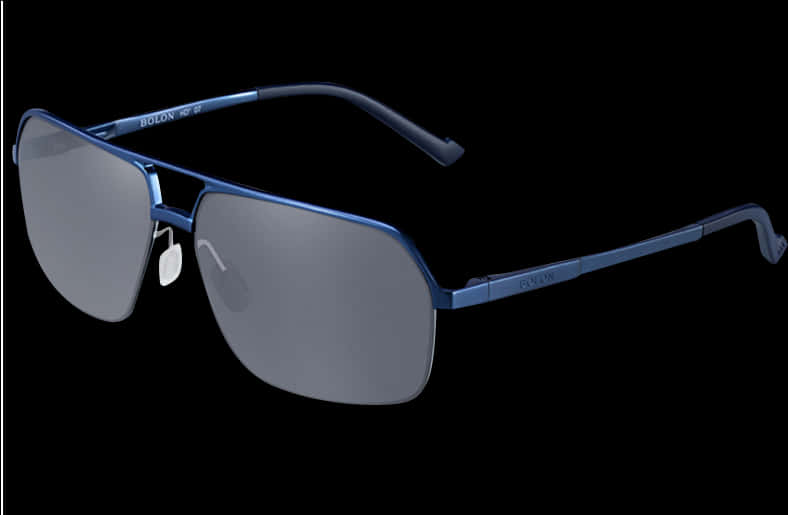 Blue Frame Sunglasses Isolatedon Black PNG