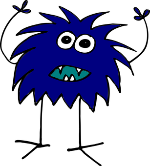 Blue Furry Alien Cartoon PNG