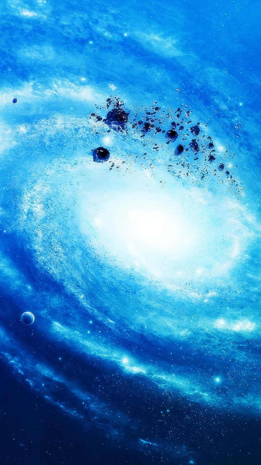 Einaußerirdisches Handy-erlebnis Mit Dem Blauen Galaxy Iphone Wallpaper