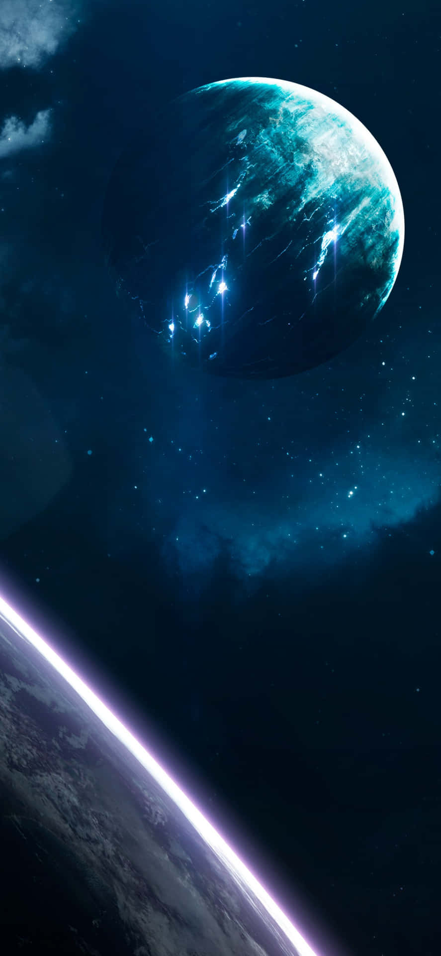 Experience the galaxy with the Blue Galaxy iPhone Wallpaper