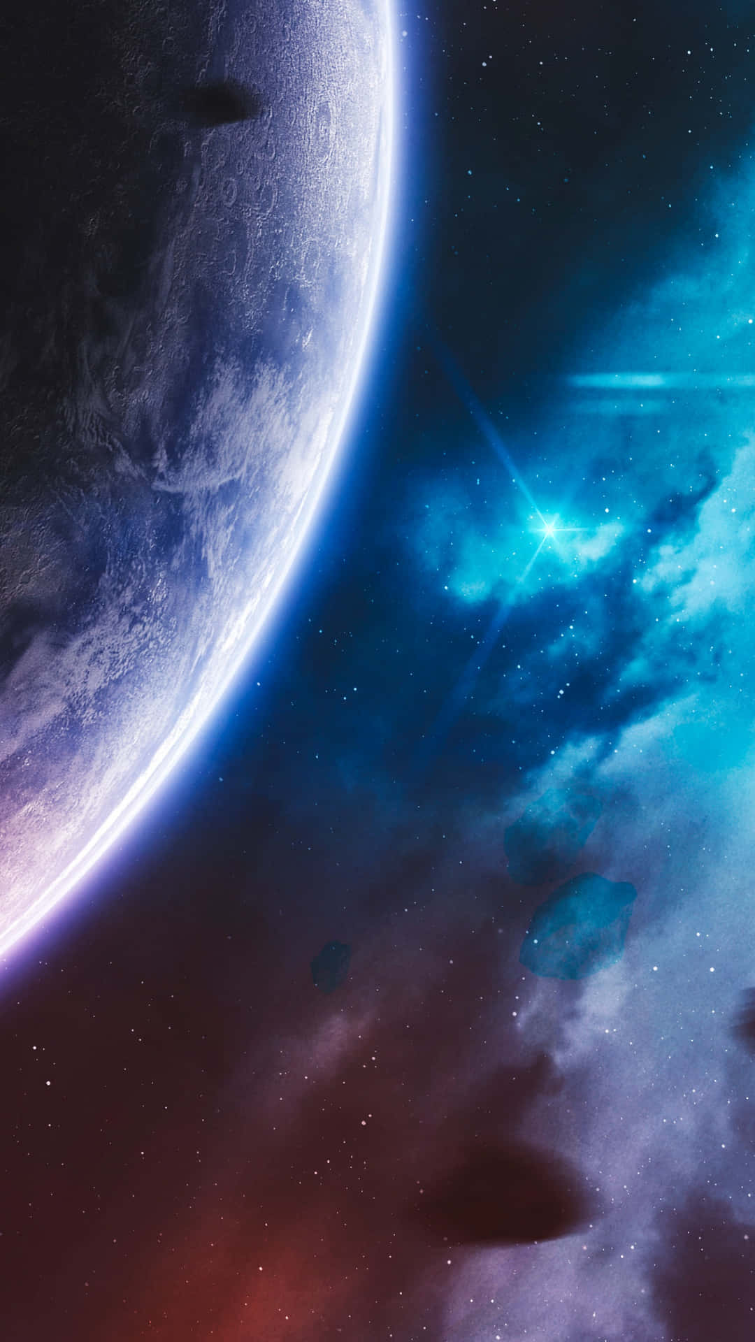 Lamagnificencia De La Galaxia Azul Se Refleja En Un Iphone Fondo de pantalla