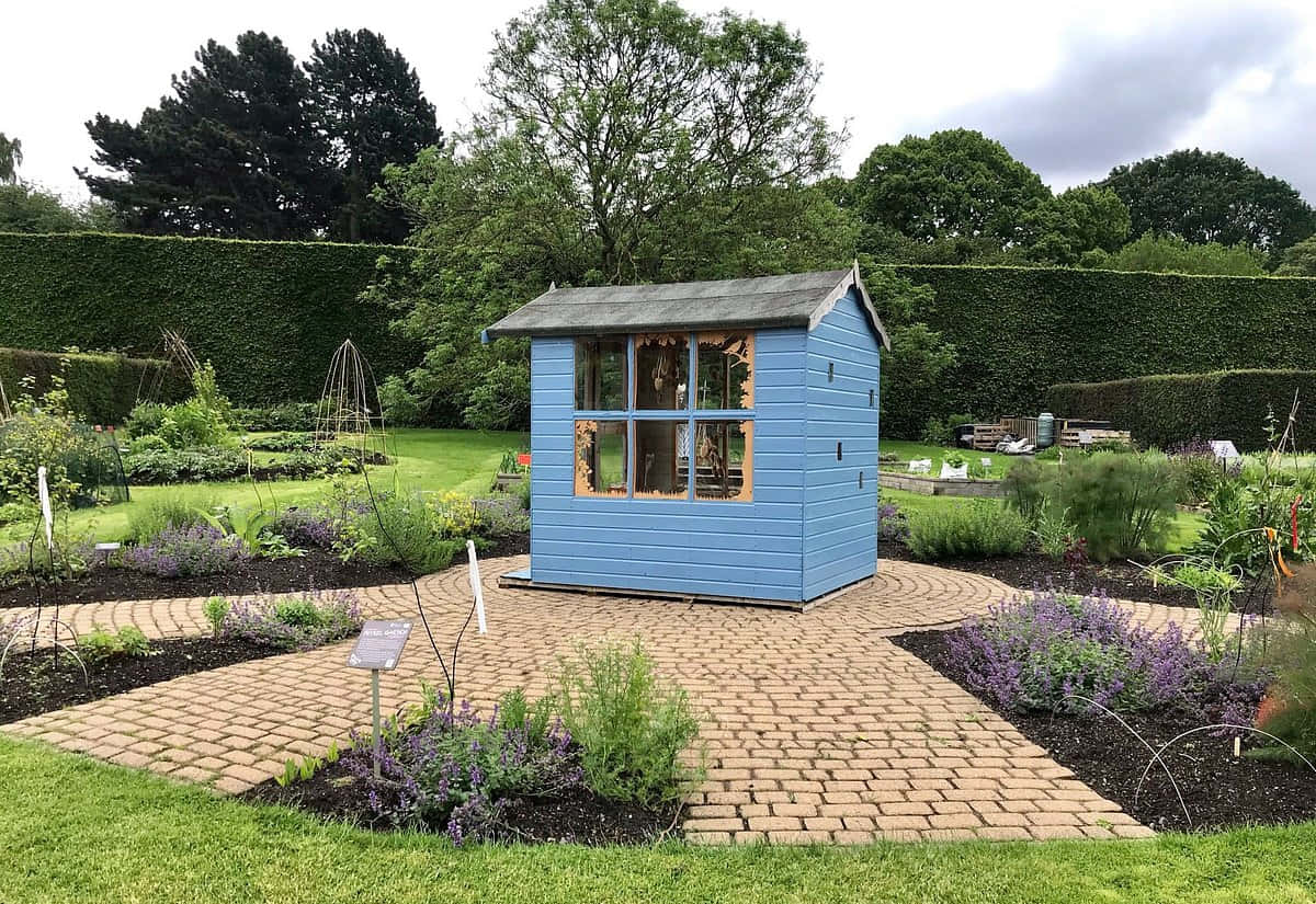 Blue Garden Shed Royal Botanic Garden Edinburgh Wallpaper