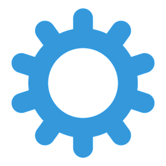 Blue Gear Icon Black Background PNG