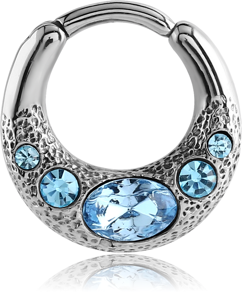 Blue Gemstone Circular Barbell Piercing Jewelry PNG