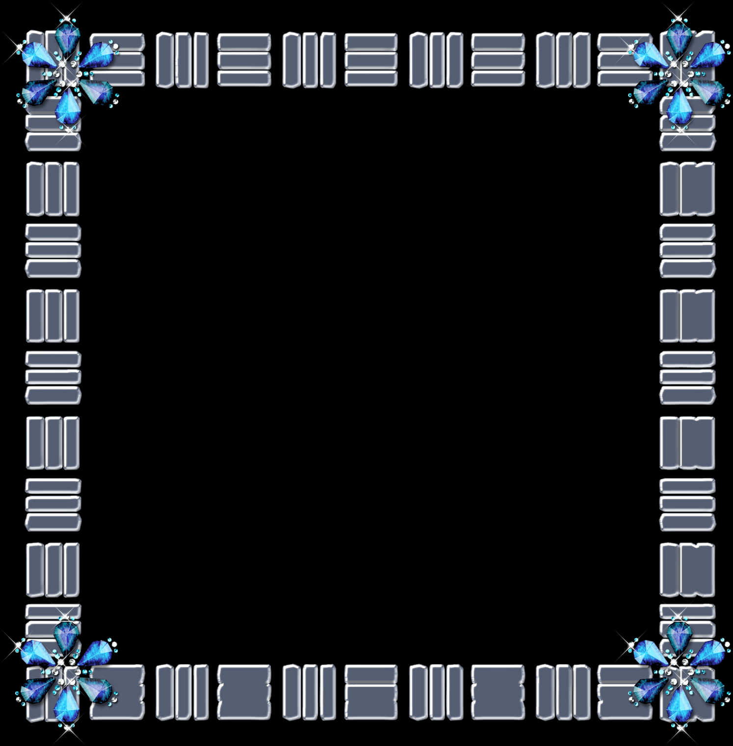 Blue Gemstone Decorative Photo Frame PNG