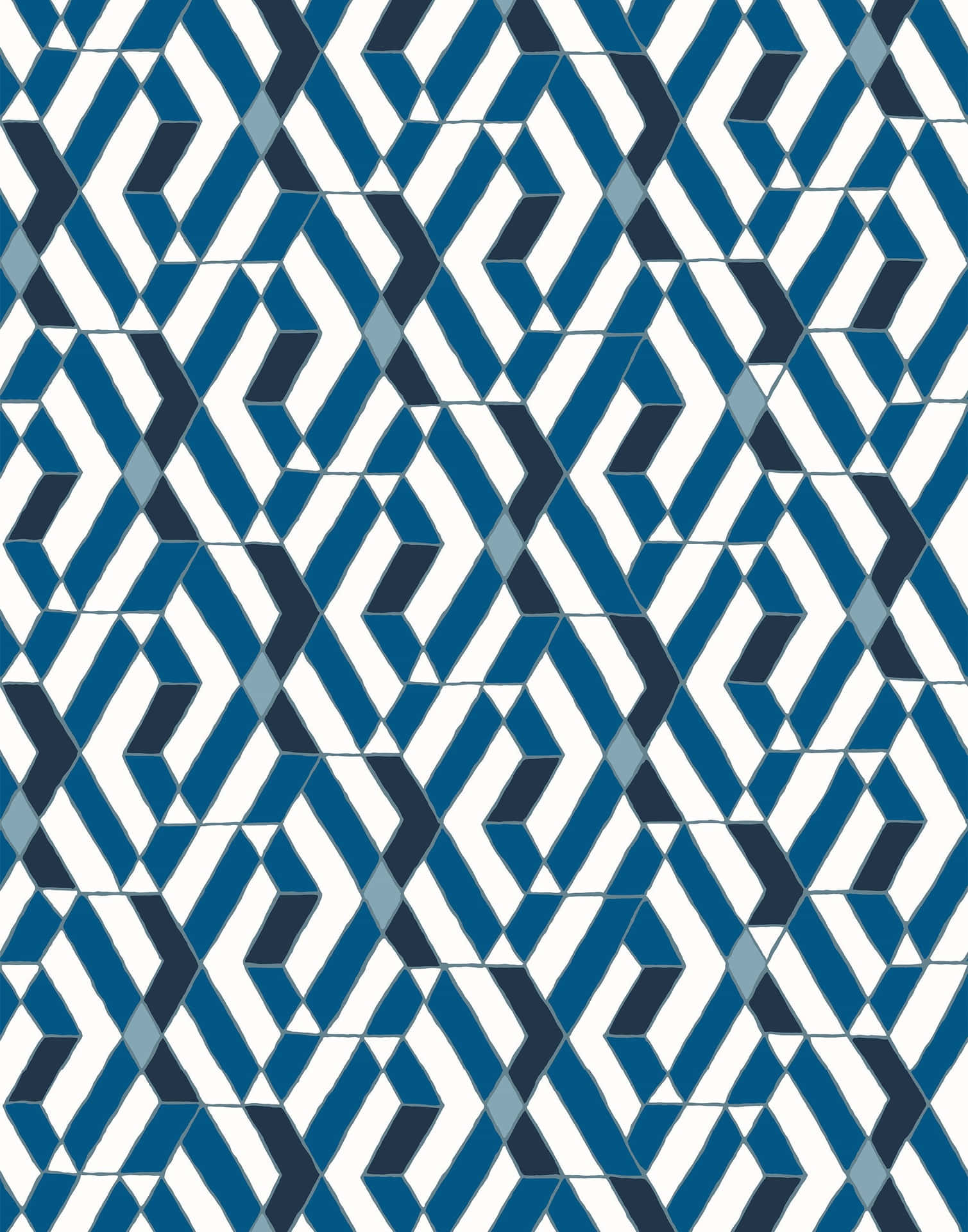 Bright Blue Geometric Pattern Wallpaper