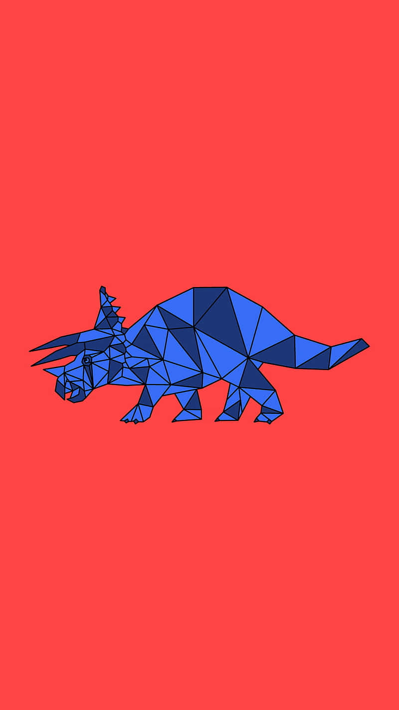 Blue Geometric Dinosaur Artwork Wallpaper