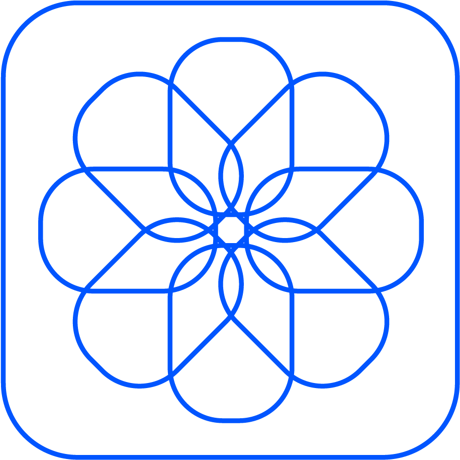 Blue Geometric Flower Design PNG