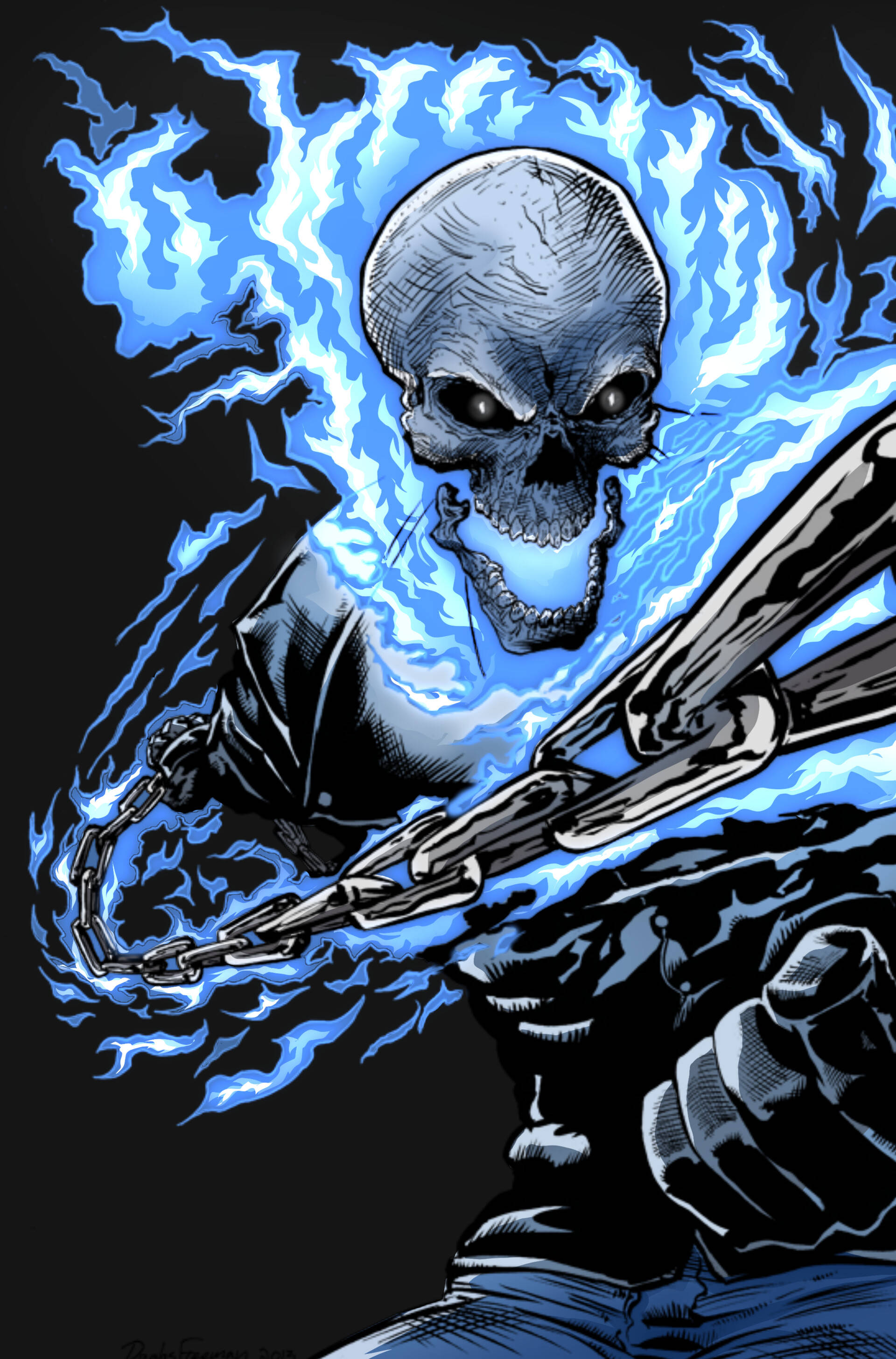 Download Blue Ghost Rider Comic Art Wallpaper 