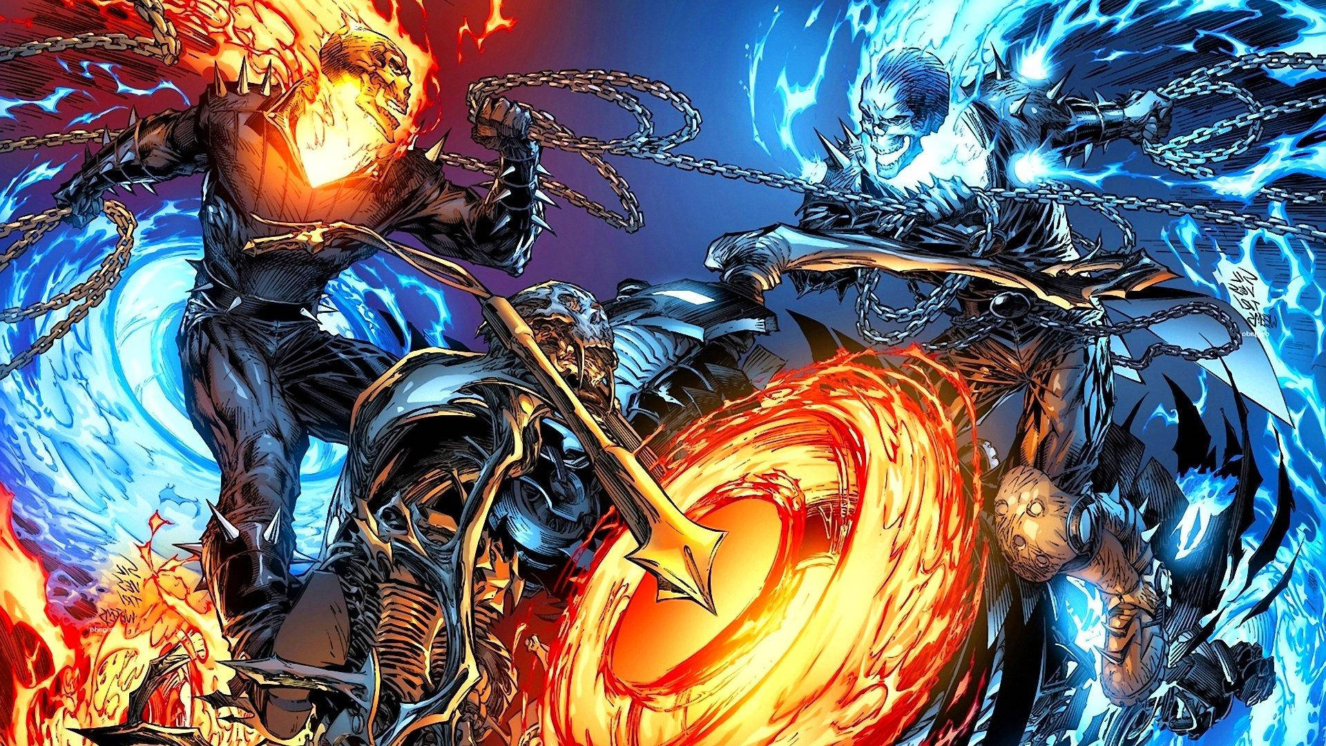 Blue Ghost Rider Fight Scene Background