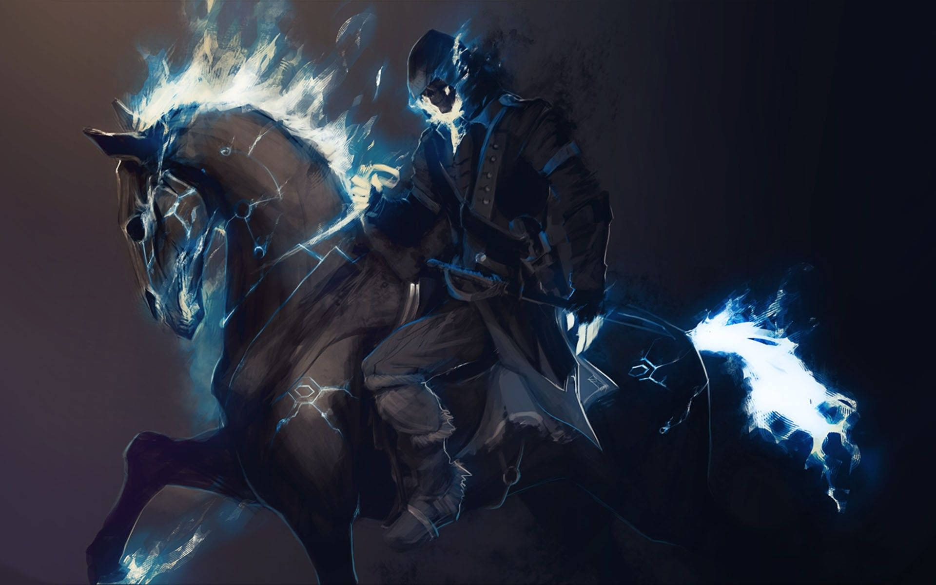 Blue Ghost Rider Painting Background