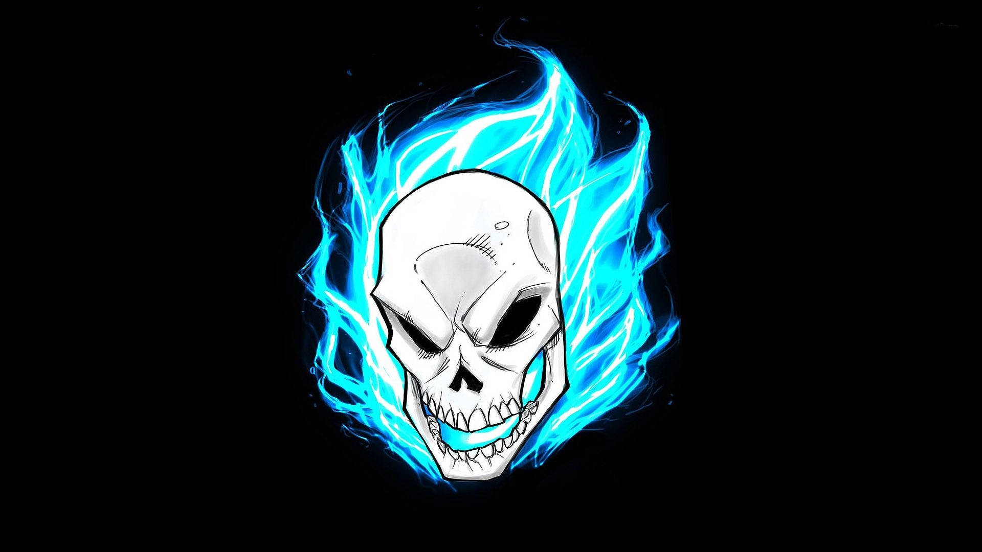 Blue Ghost Rider Skull Art Background