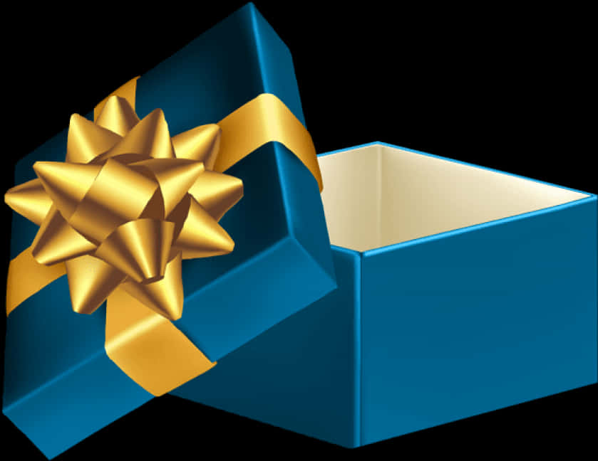 Blue Gift Boxwith Golden Ribbon PNG