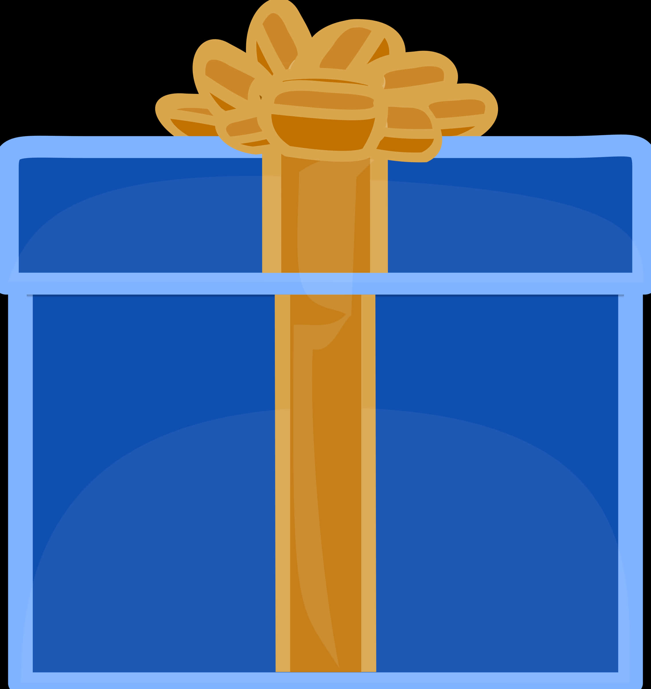 Blue Gift Boxwith Golden Ribbon PNG