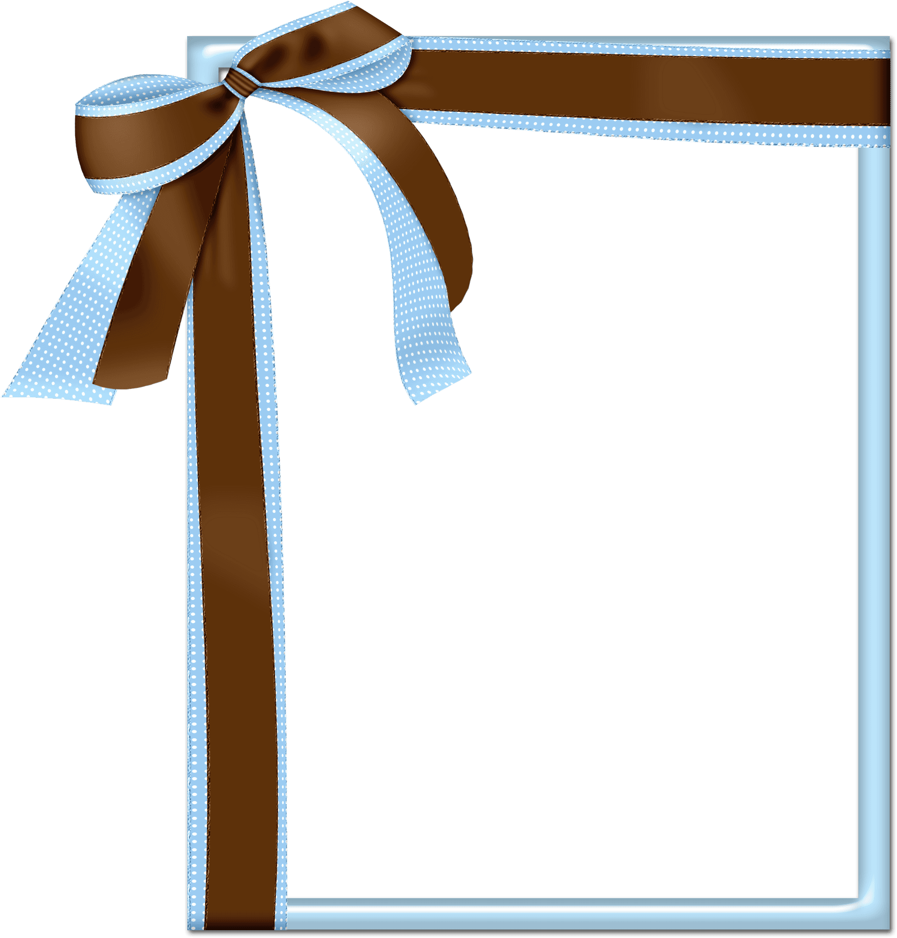 Blue Gift Framewith Brown Ribbon PNG