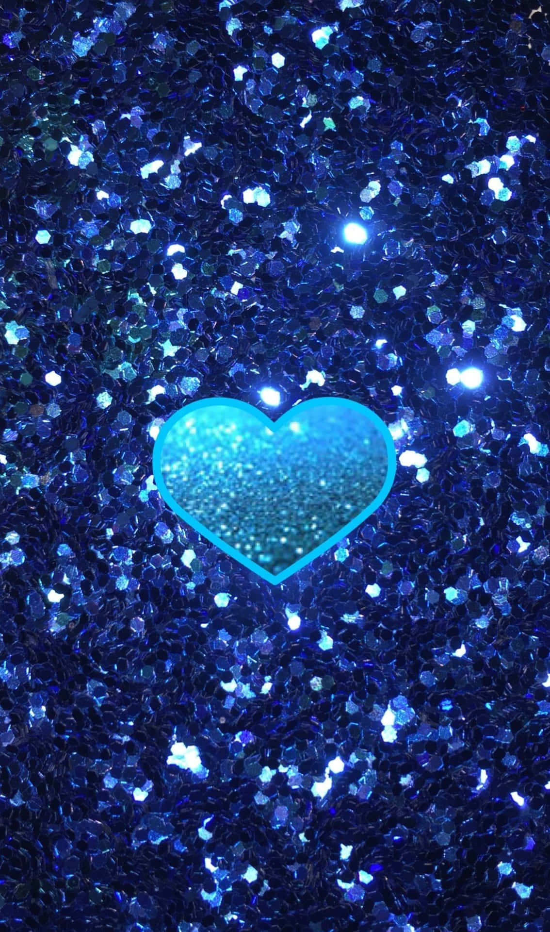 Blue Girly Heart Glitters Wallpaper