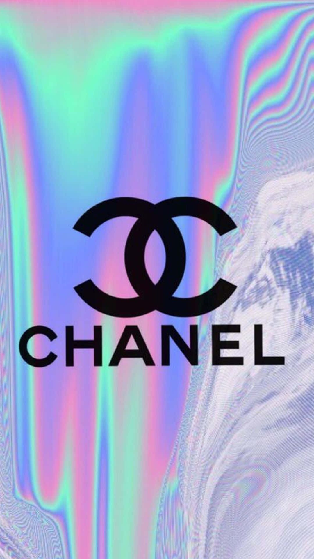 Blå Girly Holografisk Baggrund Chanel Wallpaper