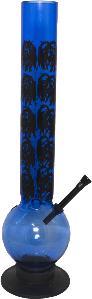 Blue Glass Bongwith Black Designs PNG
