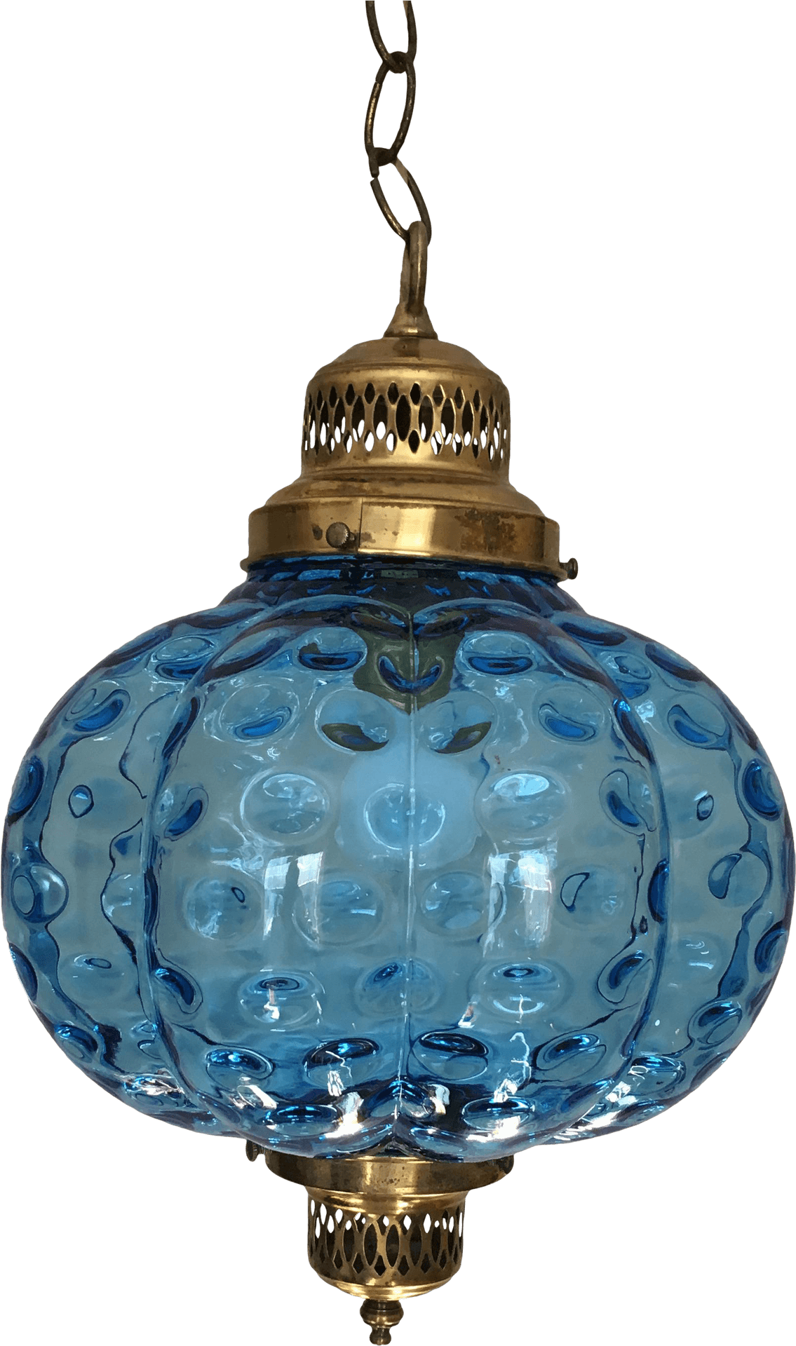 Blue Glass Pendant Light Vintage PNG